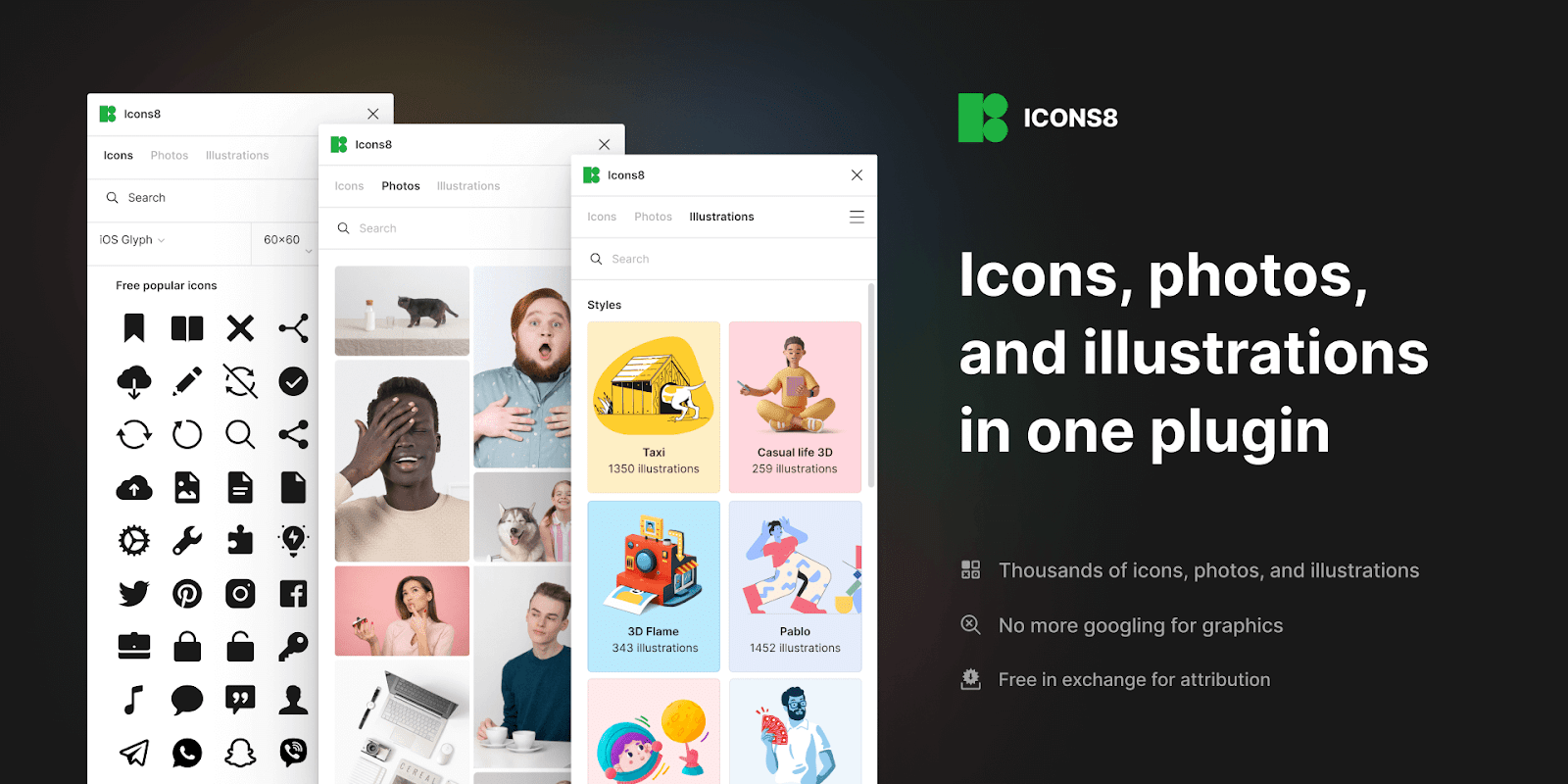 Icons8 — icons, illustrations, photos Figma plugin – Wedoflow