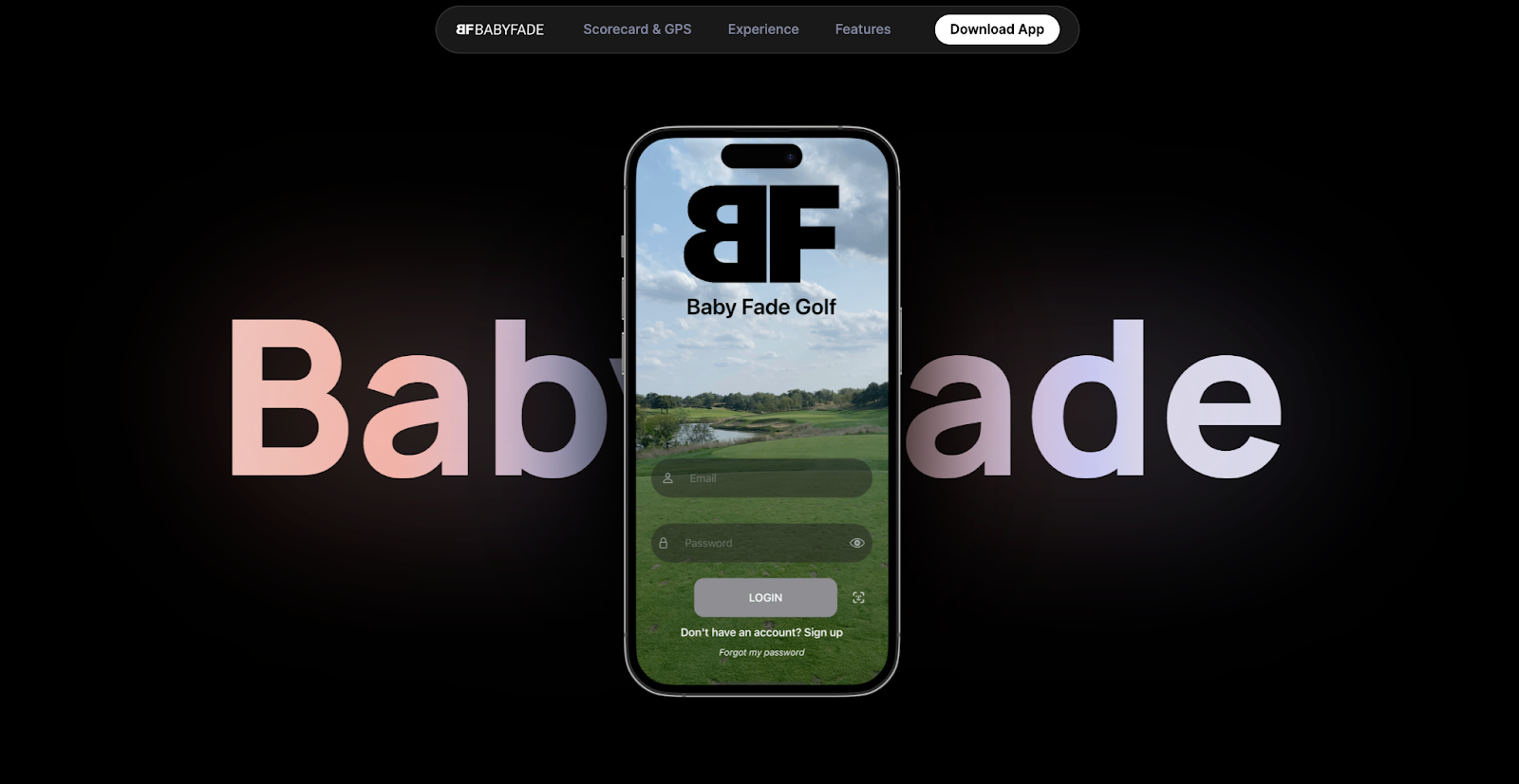 A screenshot of Baby Fade Golf website application showcase