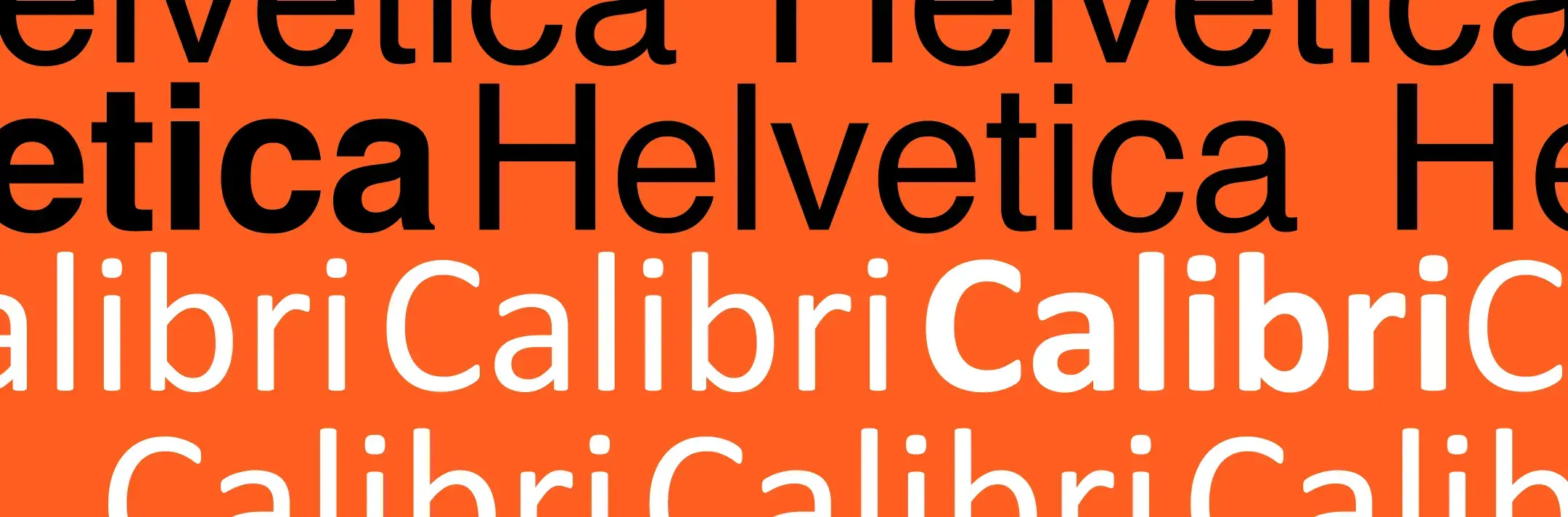 the showcase of Helvetica and calibri fonts