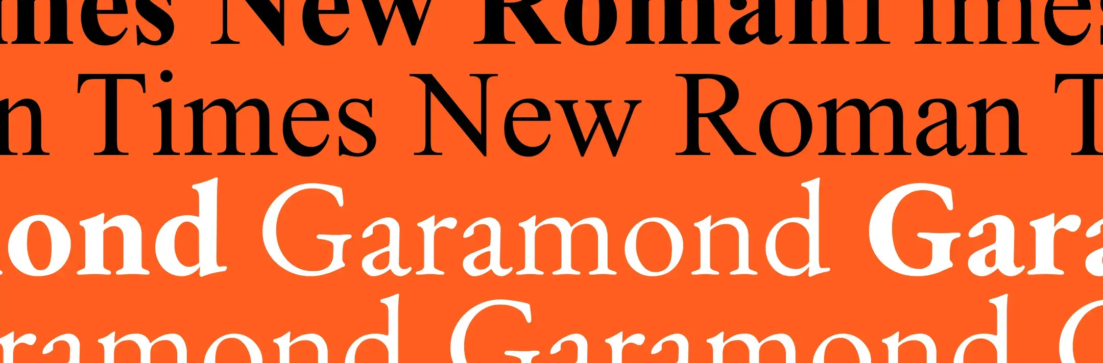 Showcase of the times new roman and garamond text fonts