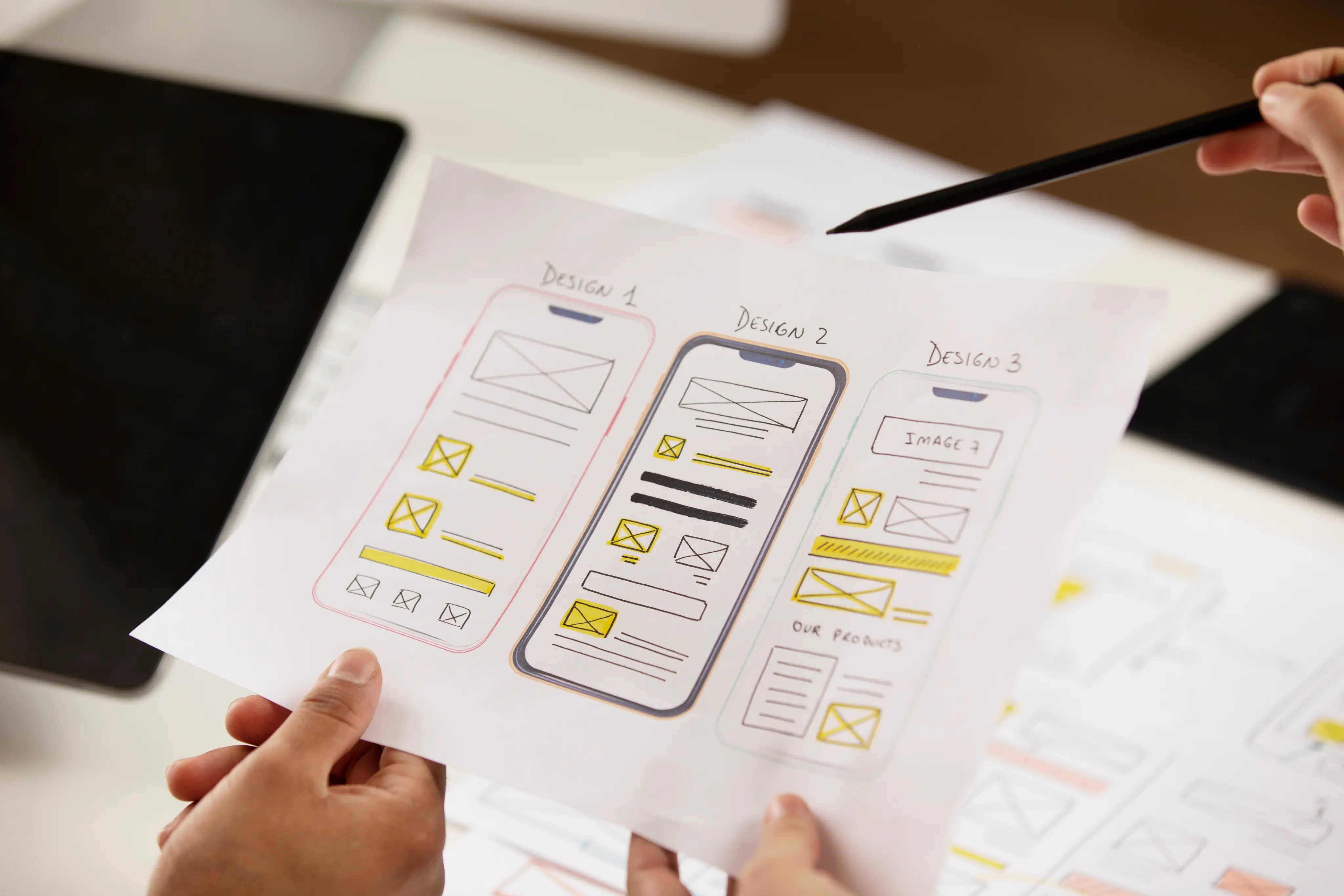 An image showing 3 different UI/UX design concept for a mobile device website view