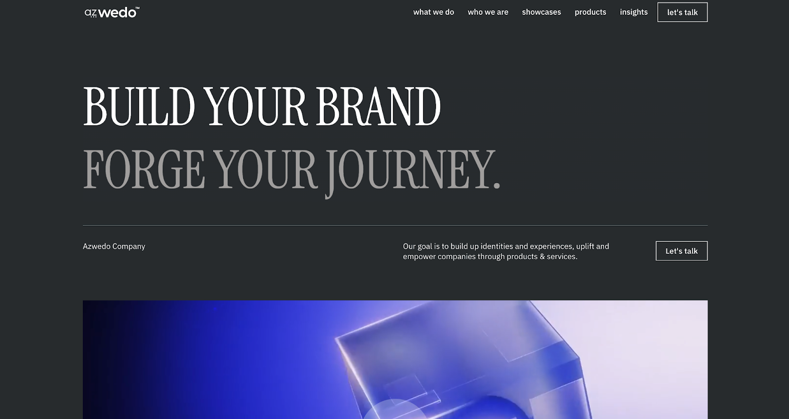 A screenshot of the Azwedo website. A web design company!