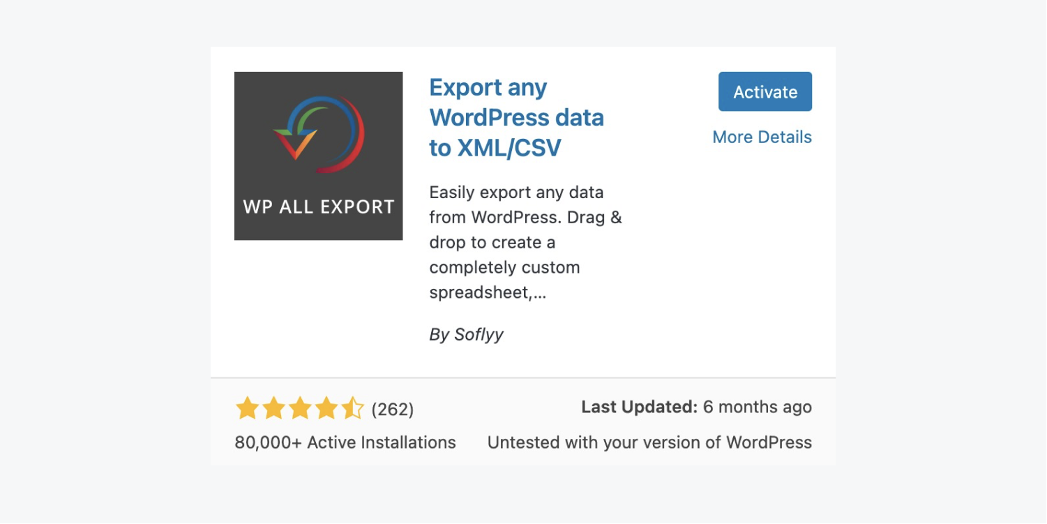 export any wordpress data to xml/csv