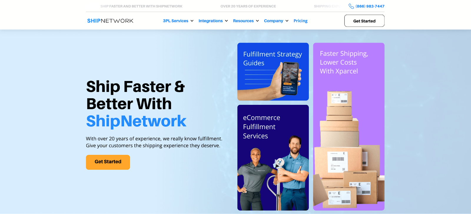 ShipNetwork website - ecommerce order fulfillment services