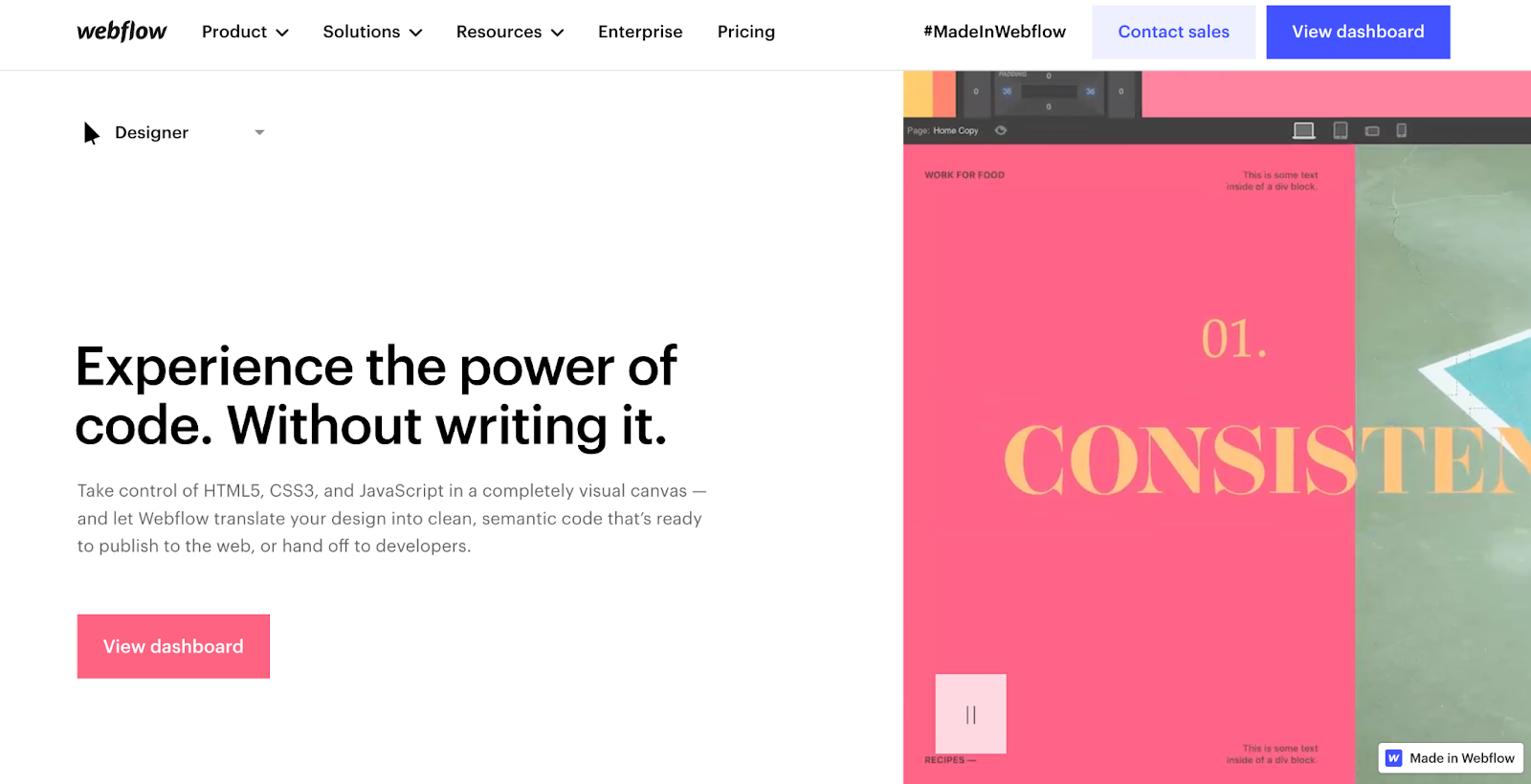 webflow platform for designing web templates