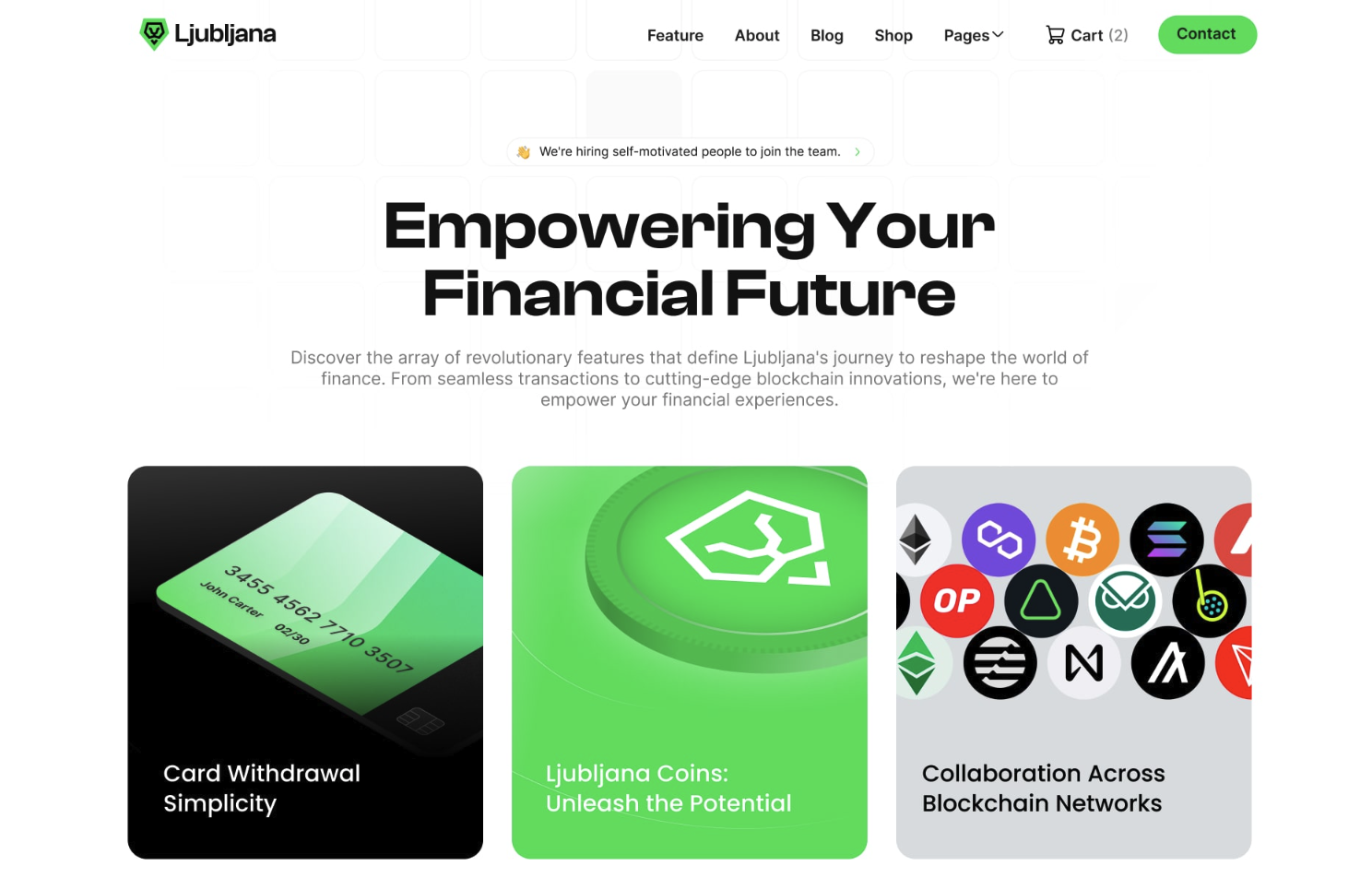 Ljubljana Webflow finance template homepage look