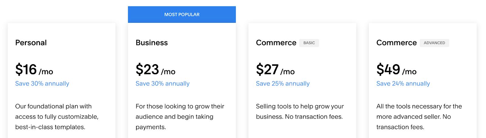 How much does Squarespace cost? Squarespace pricing plans