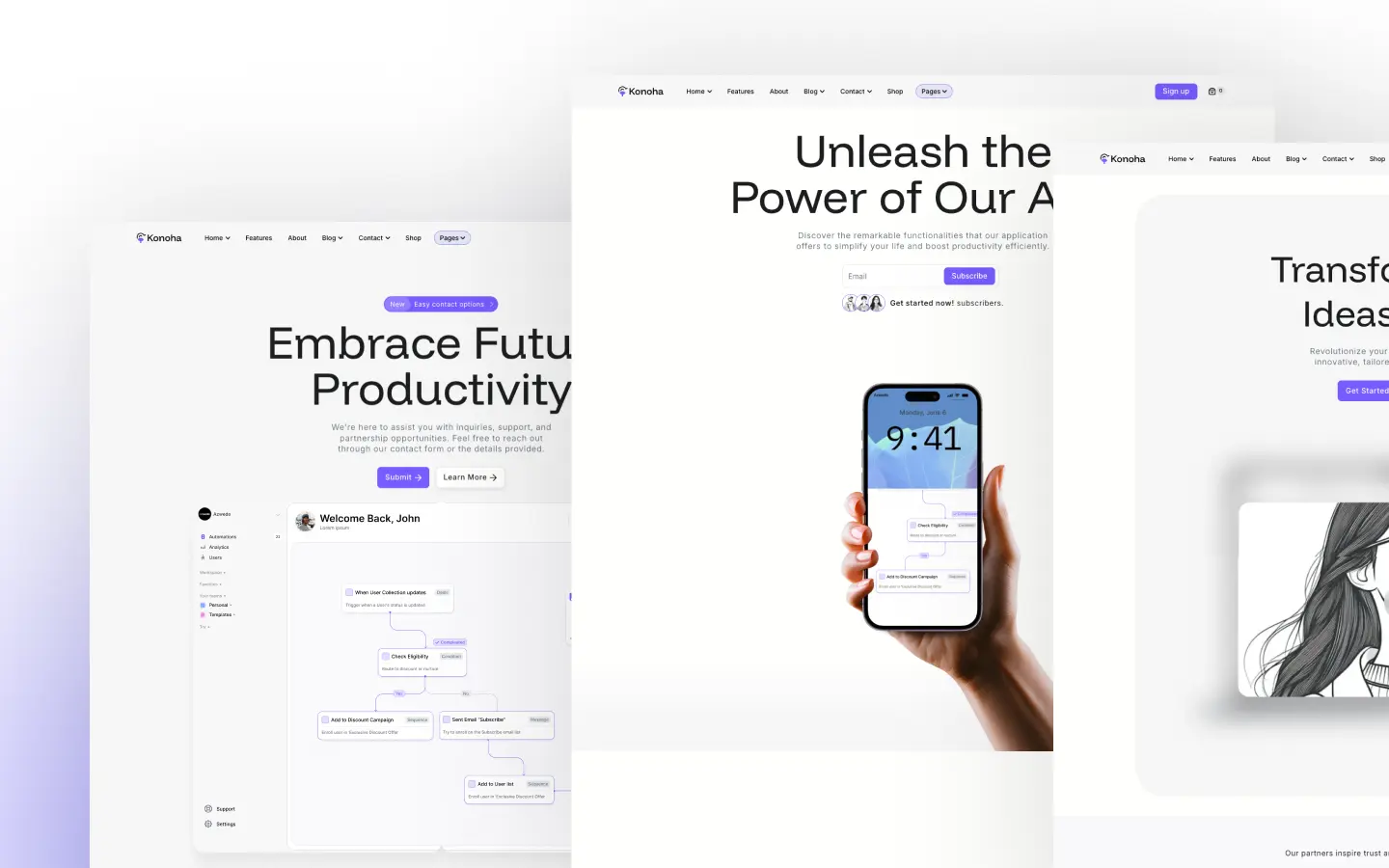 Konoha SaaS template designed with Modulify and Webflow