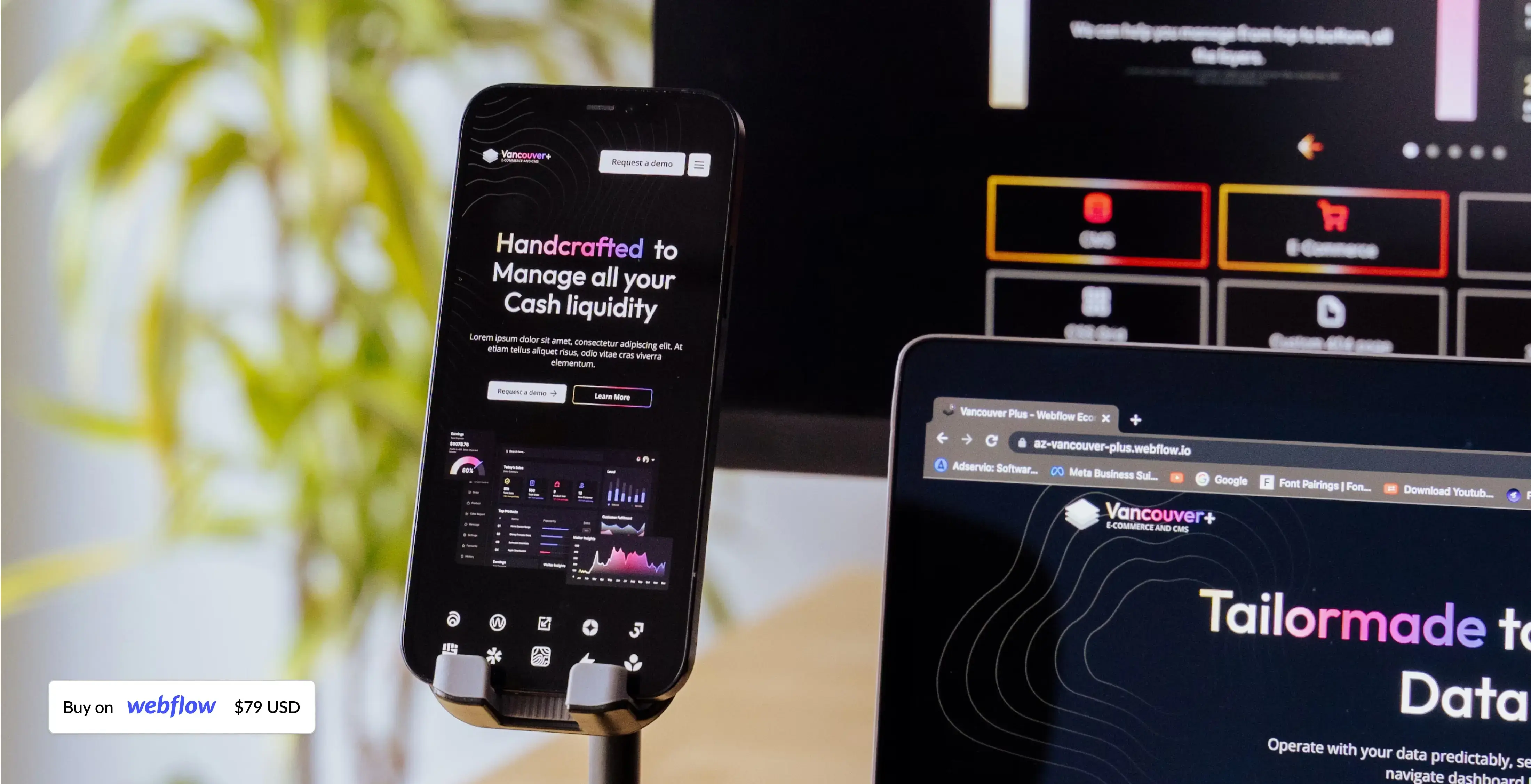 Webflow SaaS Template Vancouver+ aesthetic design - interface preview