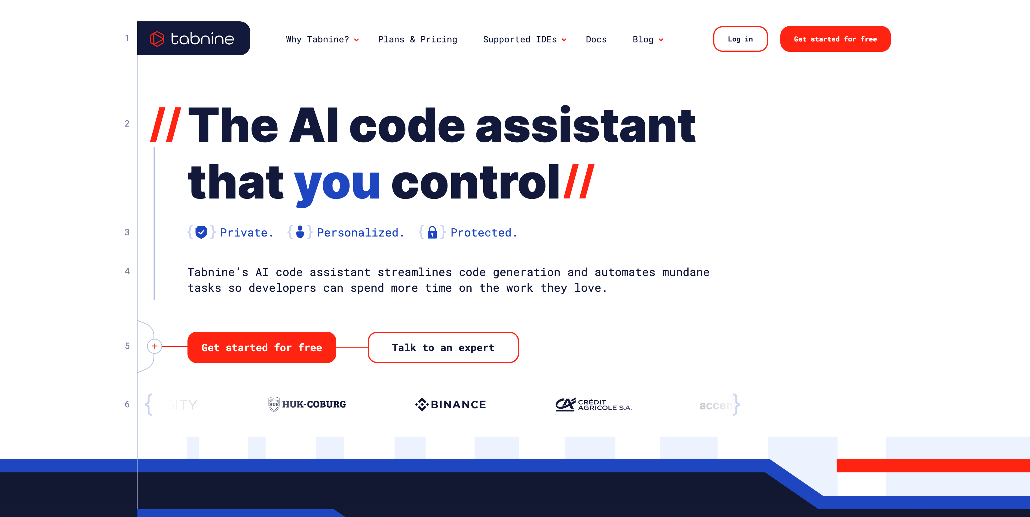 Tabnine website homepage preview - an AI code assistant
