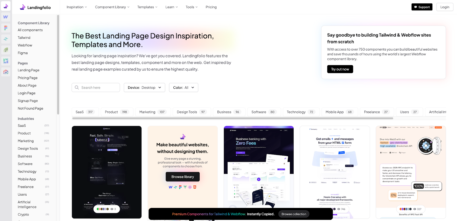 landingfolio is a platform that helps web designers get inspiration and come up with new design ideas