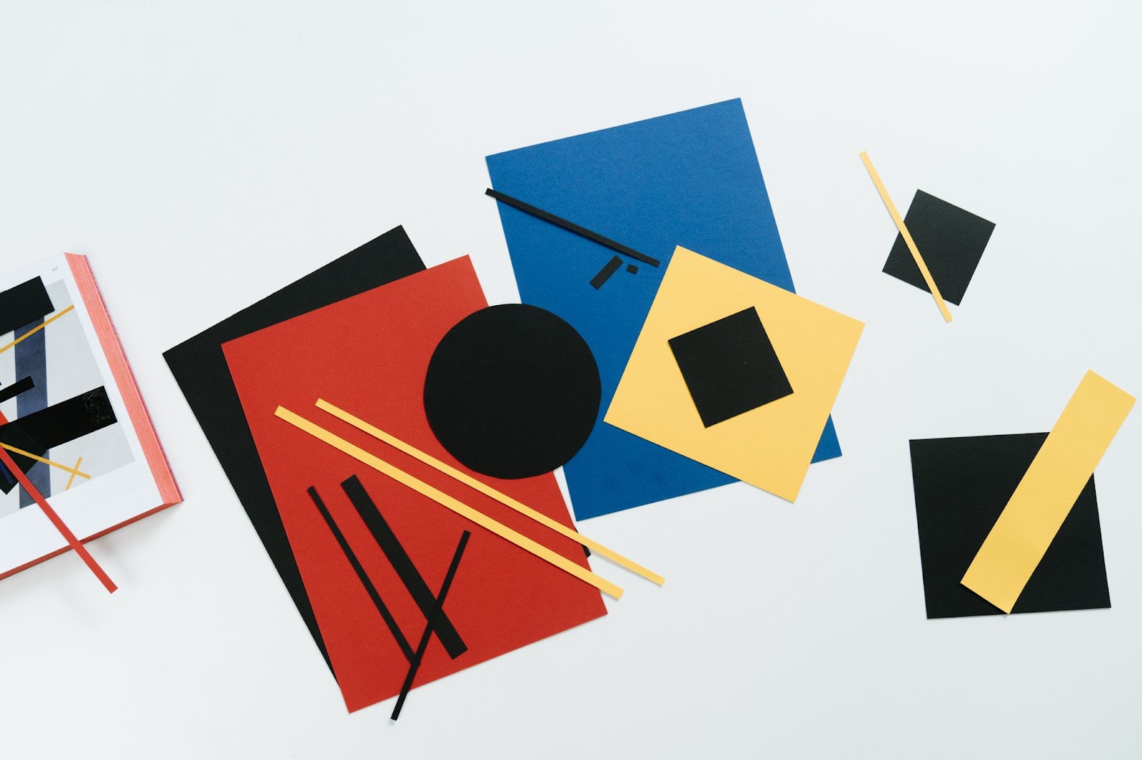 Different lines, shapes and colors, elements of graphic design. 