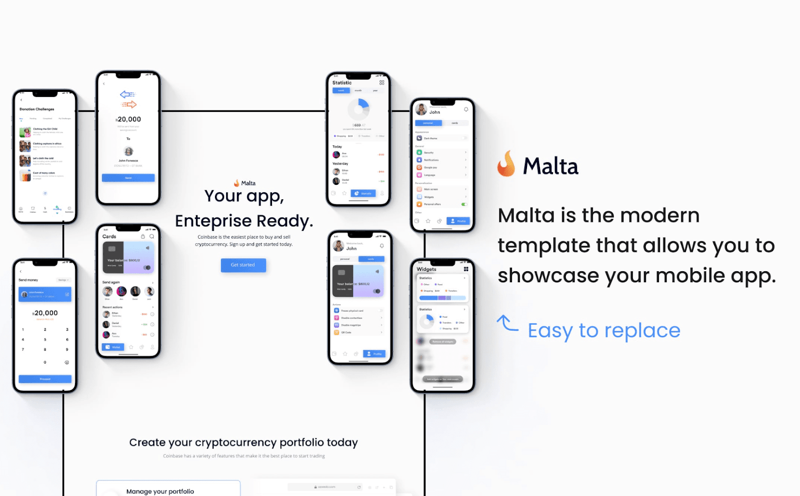Malta Web App template preview pictures - Malta Web App Template - Wedoflow