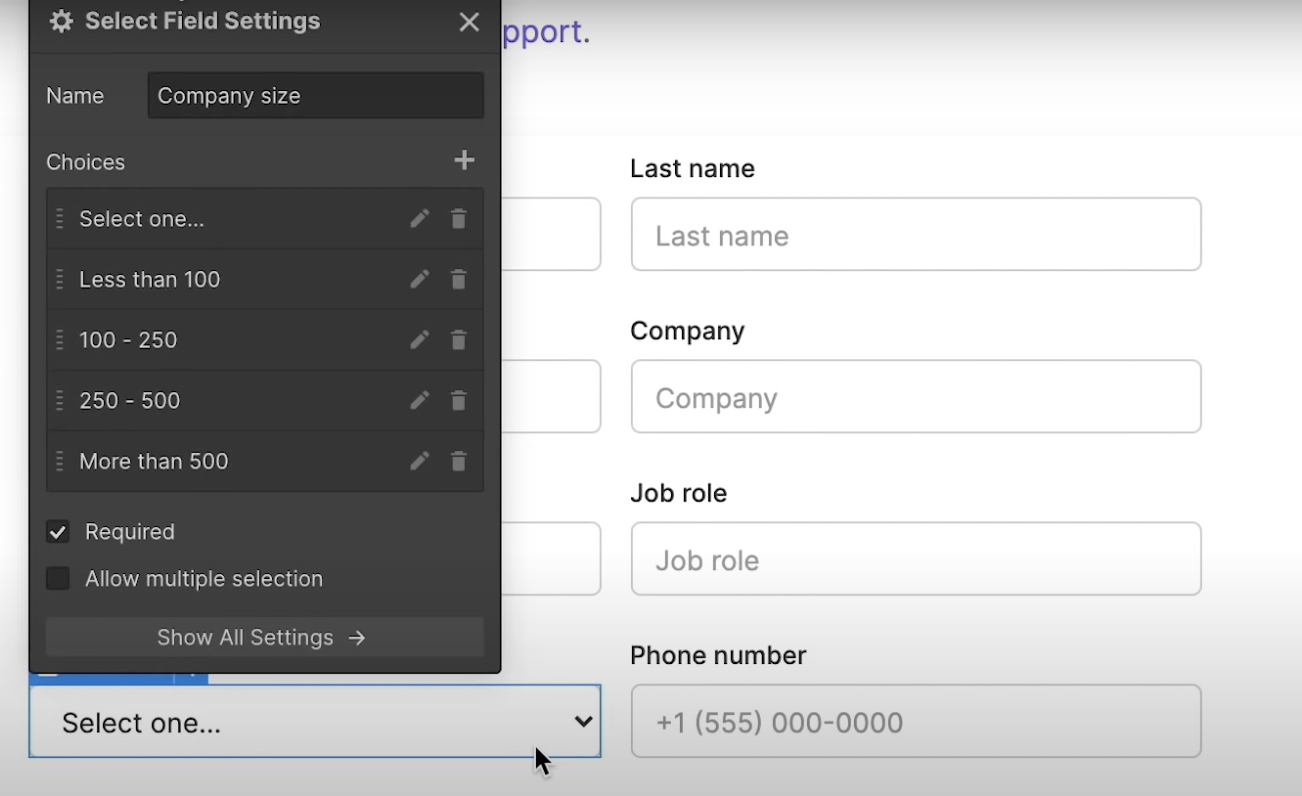 example lead generation form, logic flow in webflow explained