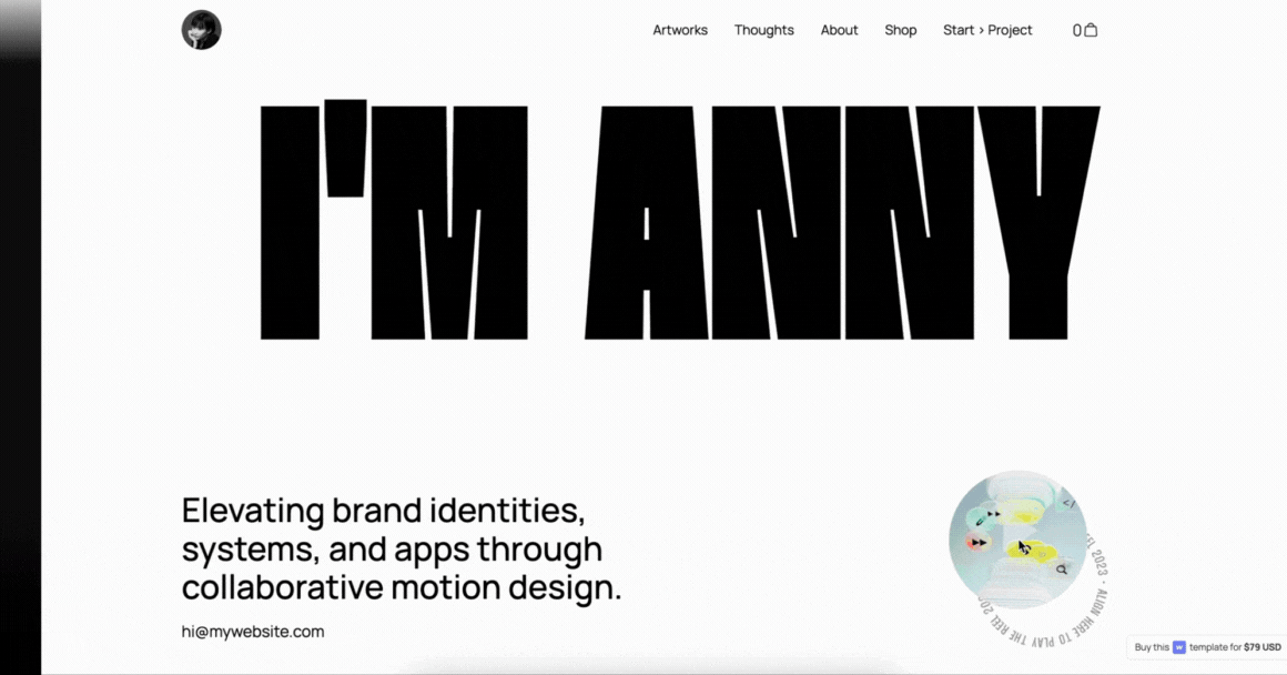 Slider animation on Canada webflow personal portfolio template 