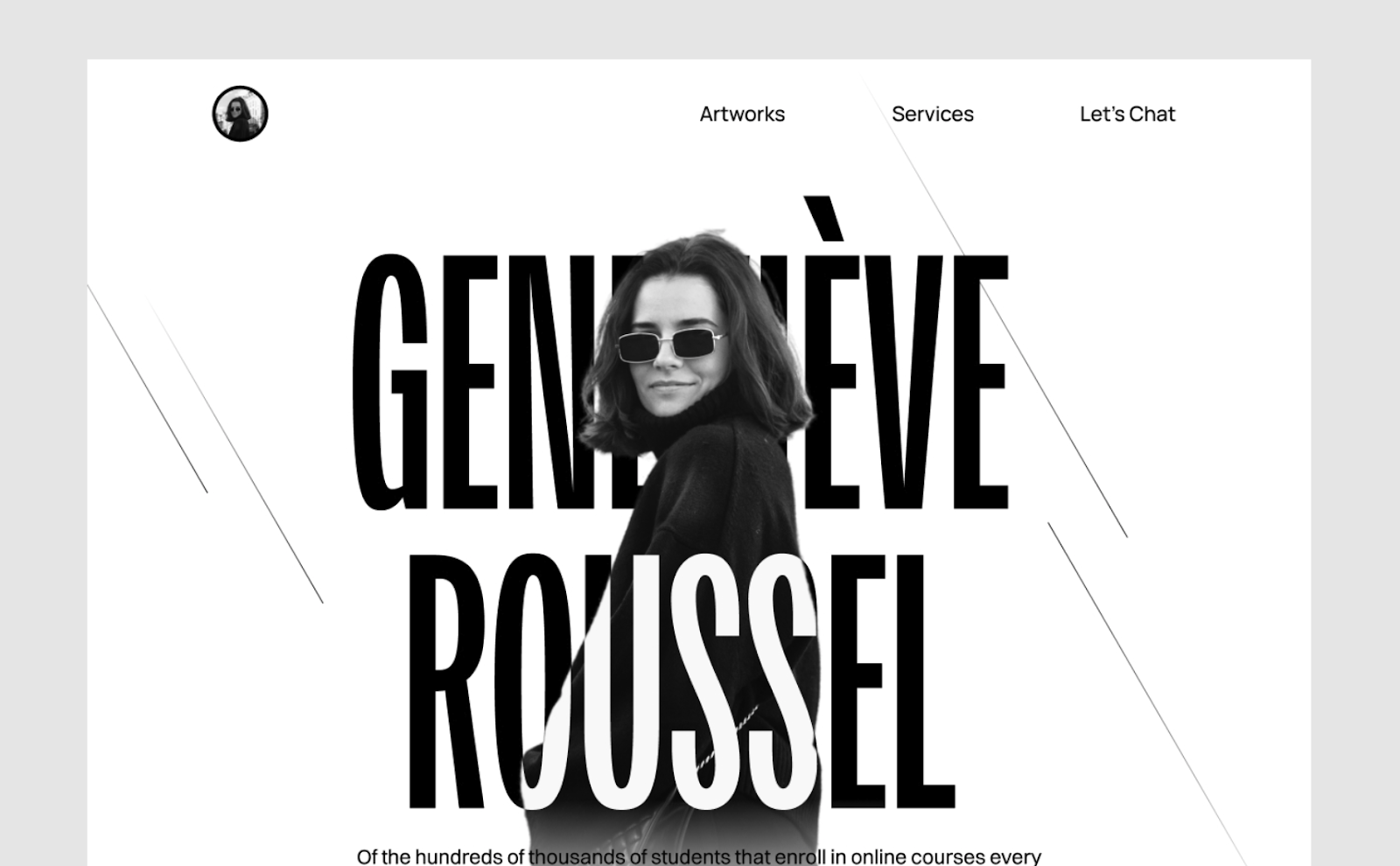 A girl with sunglasses on the hero section of the Paris One-pager Webflow Portfolio Template